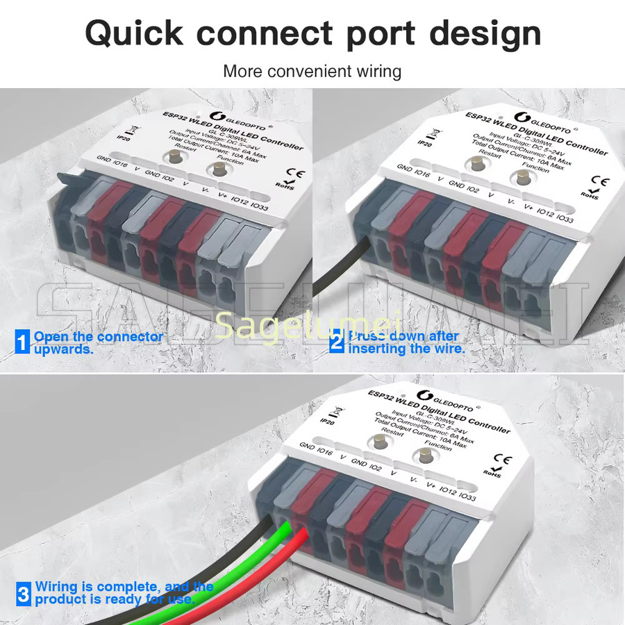 GLEDOPTO ESP32 Mini WLED Controller GL-C-309WL/310WL für dynamische RGB Musik-Beleuchtung mit WS2811 WS2812 SK6812 TM1814 LED Streifen - Bild 3