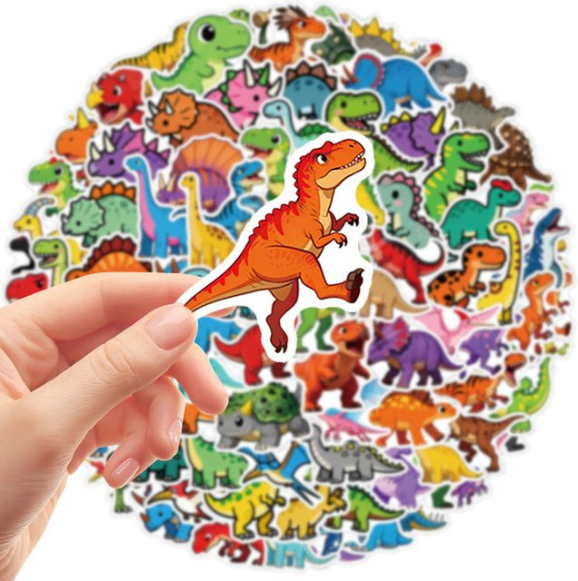 100-teiliges Dinosaurier-Aufkleber-Set aus wasserfestem Vinyl in Multicolour für Scrapbooking, Skateboards und Laptops - Bild 1