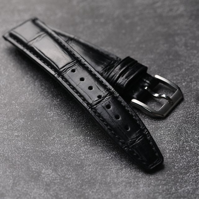Raystray Uhrenarmband Krokodilleder, Schwarz, Vintage, Herren - Bild 1