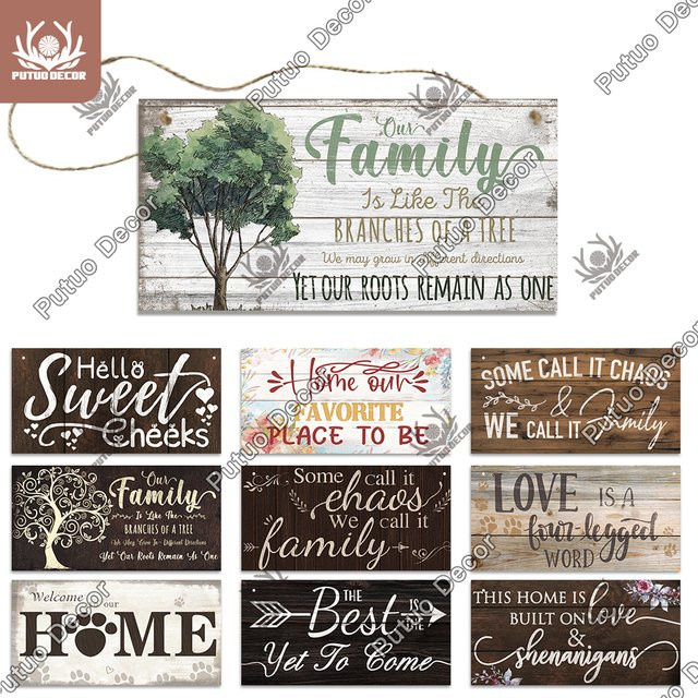Putuo Decor Sweet Home Holzschild Familie Vintage Wanddeko aus Holz - Bild 1
