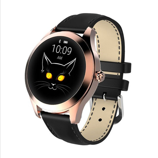 TPFNet Damen Smartwatch Fitness Tracker mit Kunstleder Armband in Gold/Schwarz, IP68 wasserfest, kompatibel mit Android & iOS, mit Herzfrequenzmessung und Schrittzähler - Bild 1
