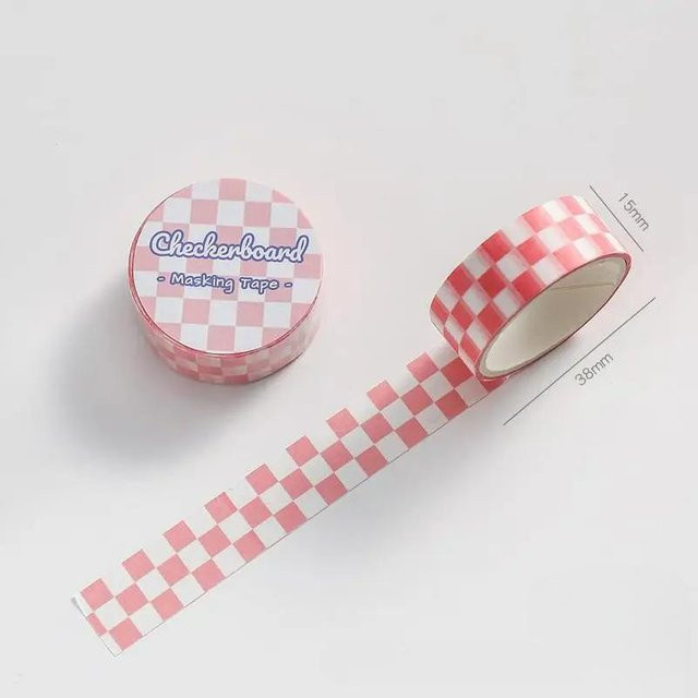 Love Home Garden Washi Tape mit Karomuster in Pink und Multicolour, Breite: 15 mm - Bild 1
