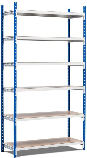 PROREGAL Fachbodenregal Maximus Pro mit 7 Ebenen aus Spanplatten, Farbe: Lichtblau-Lichtgrau, H x B x T: 220 x 125 x 100 cm - Bild 1