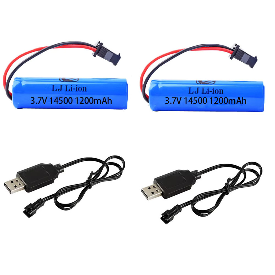 AutoHotSA Li-Ion Akku Set mit Ladegerät 3,7 V 14500 1200 mAh Blau mit SM-2P Stecker für C2 D828 RC Stunt Auto Spielzeug Zubehör - Bild 2
