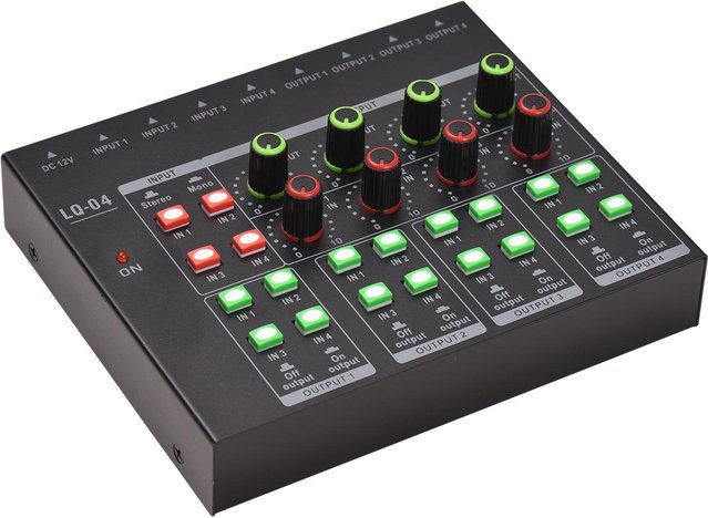 TOMTOP JMS 4-Kanal-Audiomixer und tragbarer Kopfhörerverstärker mit Lautstärkeregler in Schwarz - Bild 1