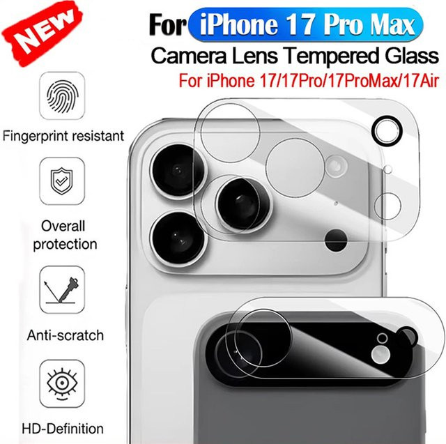 Apple Kameraobjektivschutz aus gehärtetem Glas für iPhone 17, iPhone 17 Pro, iPhone 17 Air und iPhone 17 Pro Max, transparent - Bild 1