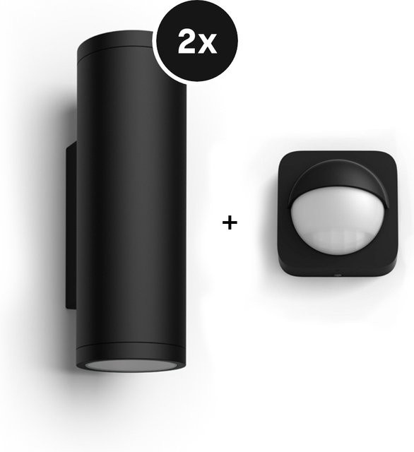 Philips Hue Wandleuchte Appear 2er-Pack in Schwarz mit Outdoor Motion Sensor Set - Bild 1