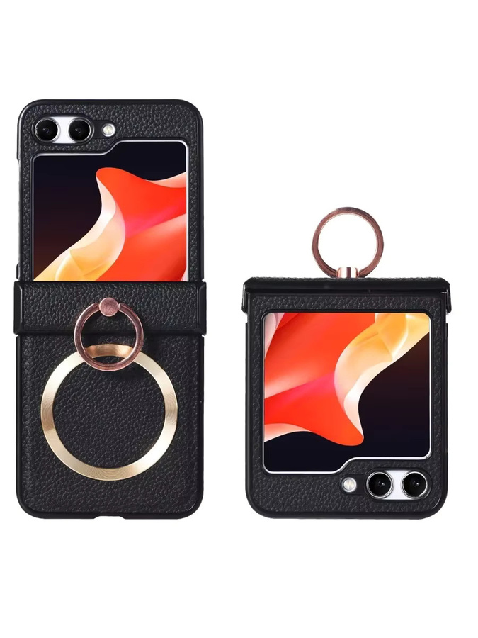 Diamond Ring Bracket Hülle für Samsung Galaxy Z Flip 4 5 6 7 mit Magnetständer in Schwarz - Bild 5