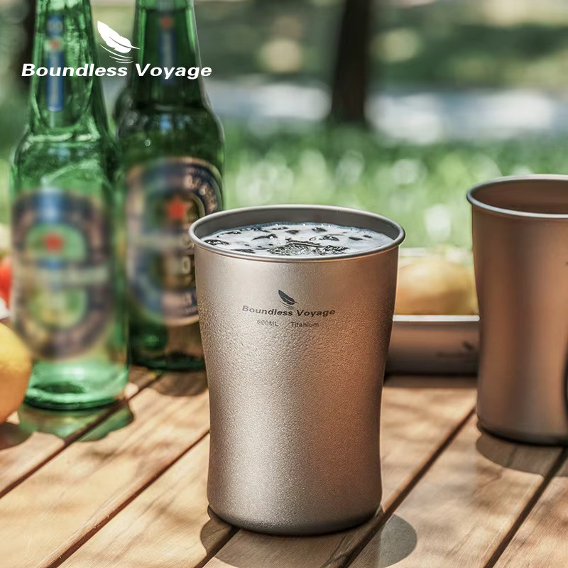 Boundless Voyage Titan-Bier-Reisebecher in Silber, ultraleichter Einwandbecher für Kaffee und Tee bei Outdoor, Camping und Picknick - Bild 3