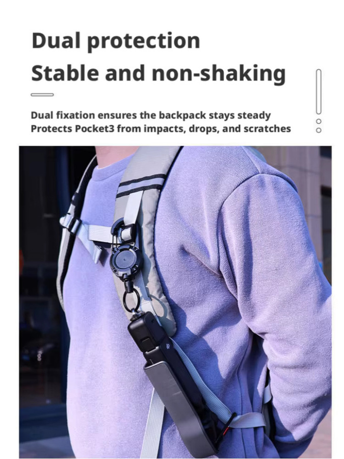 DJI Rucksack mit Schnellverschluss und einziehbarer Schnalle für DJI Pocket 3 und DJI Pocket 2 Zubehör - Bild 4