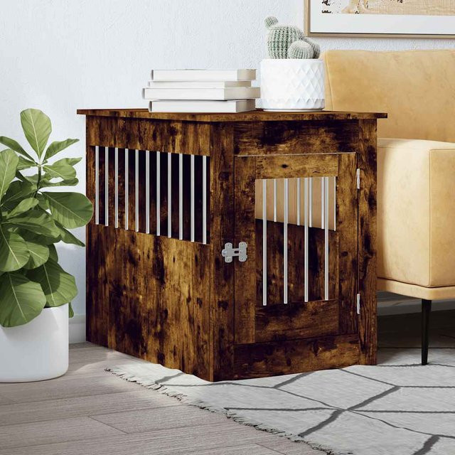 Vidaxl Hundezwinger aus Metall und Holz in Geräucherteiche Braun, B/T/H: 55 x 80 x 68 cm - Bild 1