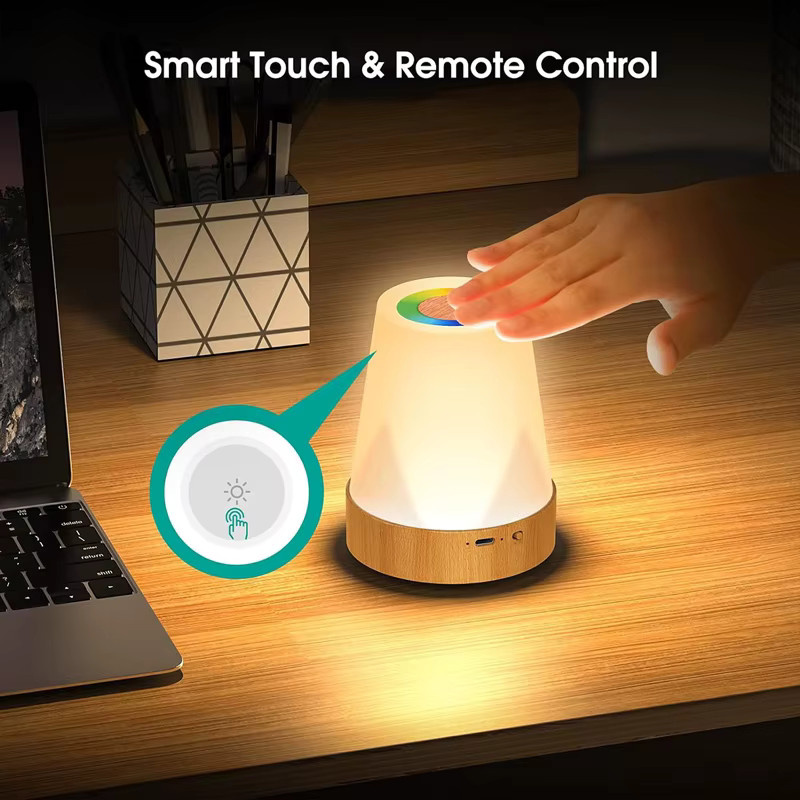 Shenzhi Tech Smart Nachtlicht mit RGB-Farbwechsel, Touch-Steuerung und Fernbedienung, Tischlampe mit Timer für Schlafzimmer und Wohnzimmer, Weiß/Mehrfarbig - Bild 2