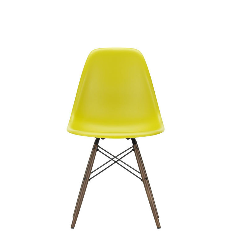 Vitra DSW Eames Plastic Side Chair in Gelb mit Holzbeinen und mattem Kunststoff - Bild 2
