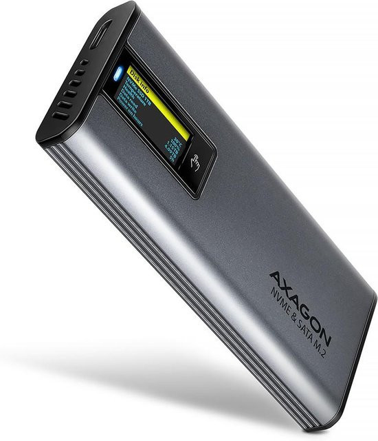 AXAGON EEM2-SD2 SSD-Gehäuse USB 3.2 Gen2 M.2 NVMe/SATA in Grau - Bild 1