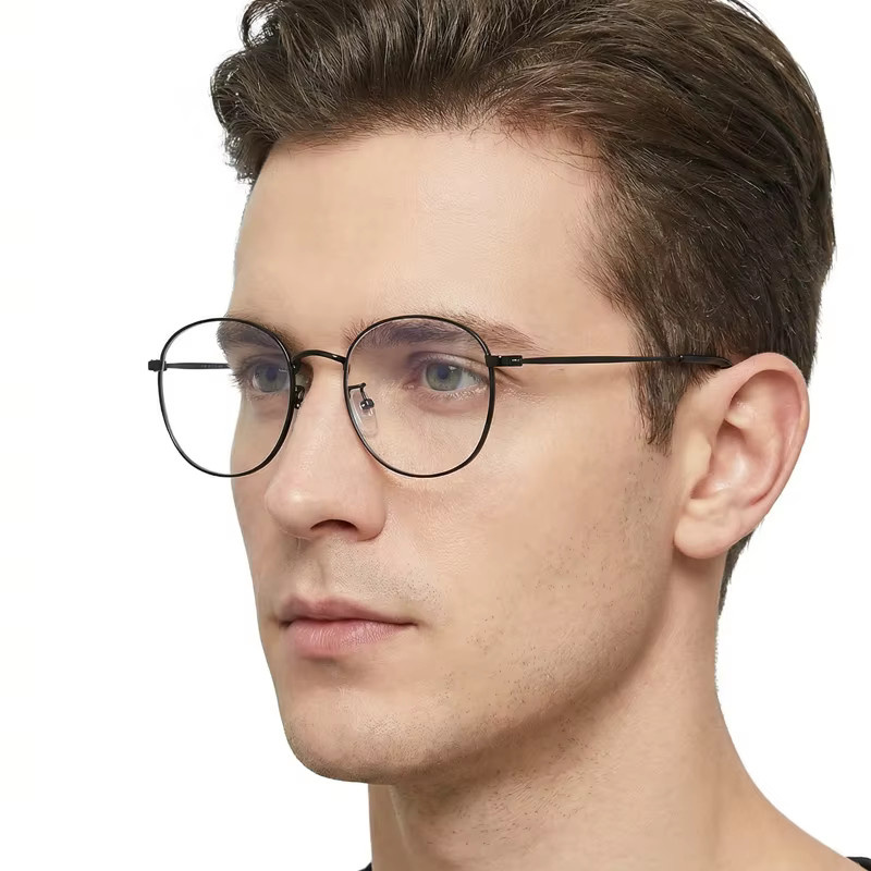 FUQIAN Lesebrille, Metall, Vollrand, Rund, Schwarz, Unisex, Blaulichtfilter - Bild 2