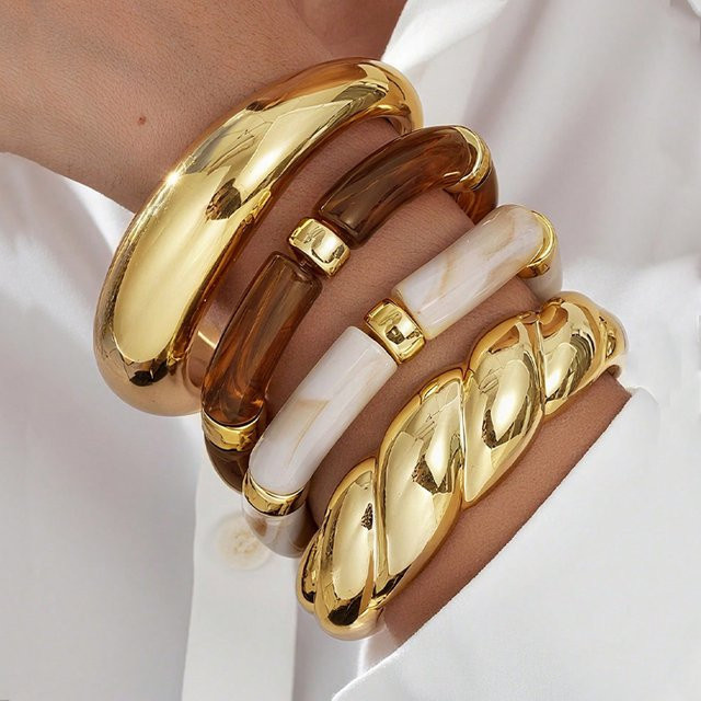 AY Armreif Set, Harz, Gold, braun, Damen - Bild 1