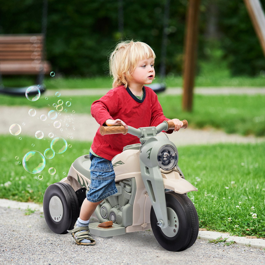 AIYAPLAY Kinder Elektro-Motorrad mit Musik und Blasen, Cremeweiß, 2-5 Jahre - Bild 2