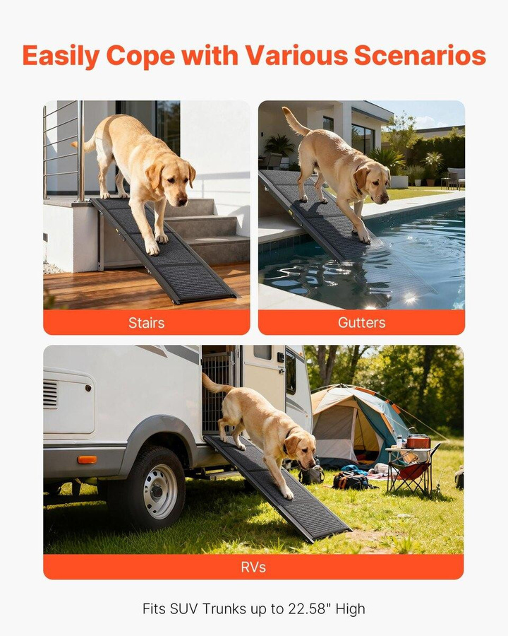 Faltbare Hunderampe für Autos von Buying Solutions, MB, Schwarz, Länge: 160 cm, Breite: 43,2 cm, für mittlere und große Hunde bis 113 kg mit rutschfester Filzoberfläche - Bild 7