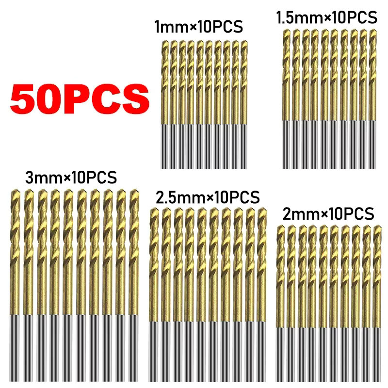 Probon 50-teiliges HSS Bohrer-Set mit Titanbeschichtung in Silber und Gold für Metall, Holz und Aluminium - Bild 4