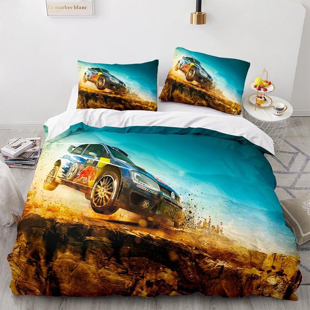 Paslu Bettwäsche Set Sportwagen König Supercar Rennwagen für Kinder und Erwachsene, B/B: 135 x 200 cm, 3-teilig - Bild 1