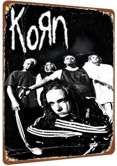 PulseHue Metall Wandkunst Korn Band Poster Blechschild in Schwarz, B: 30 cm, H: 20 cm - Bild 1