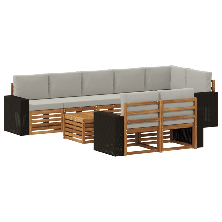 vidaXL Sofagarnitur aus Massivholz Akazie in Braun mit modernem Latten-Design - Bild 2