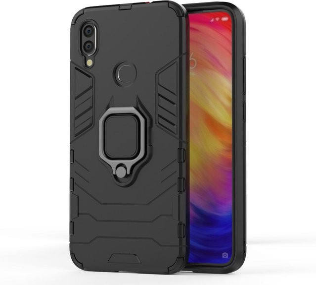 Stoßfeste Rüstung-Schutzhülle mit Fingerring-Halter für Xiaomi Redmi Note 8 Pro, Note 7, Note 5, Note 4, Note 4X, 6A, A2 Max, Mi 3, Mi 8, Mi 9 SE in Schwarz, Blau oder Rot - Bild 1