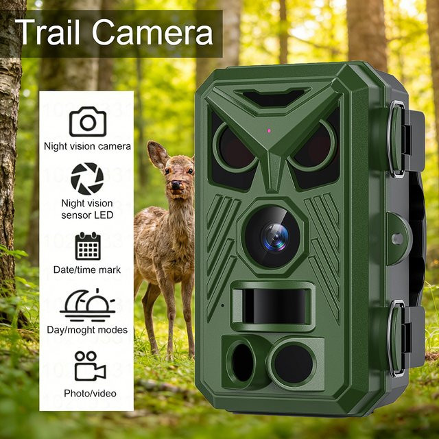 INSKAM 4K 64MP Outdoor-Wildkamera mit Infrarot-Nachtsicht und Bewegungsmelder in Grün, IP66 wasserdicht für Garten und Bauernhof - Bild 1