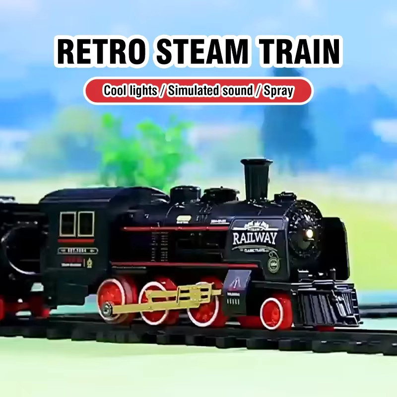 CONUSEA Elektrische Retro Spray Zug Track Kit, Eisenbahn Spielzeug, mit Licht und Sound - Bild 2