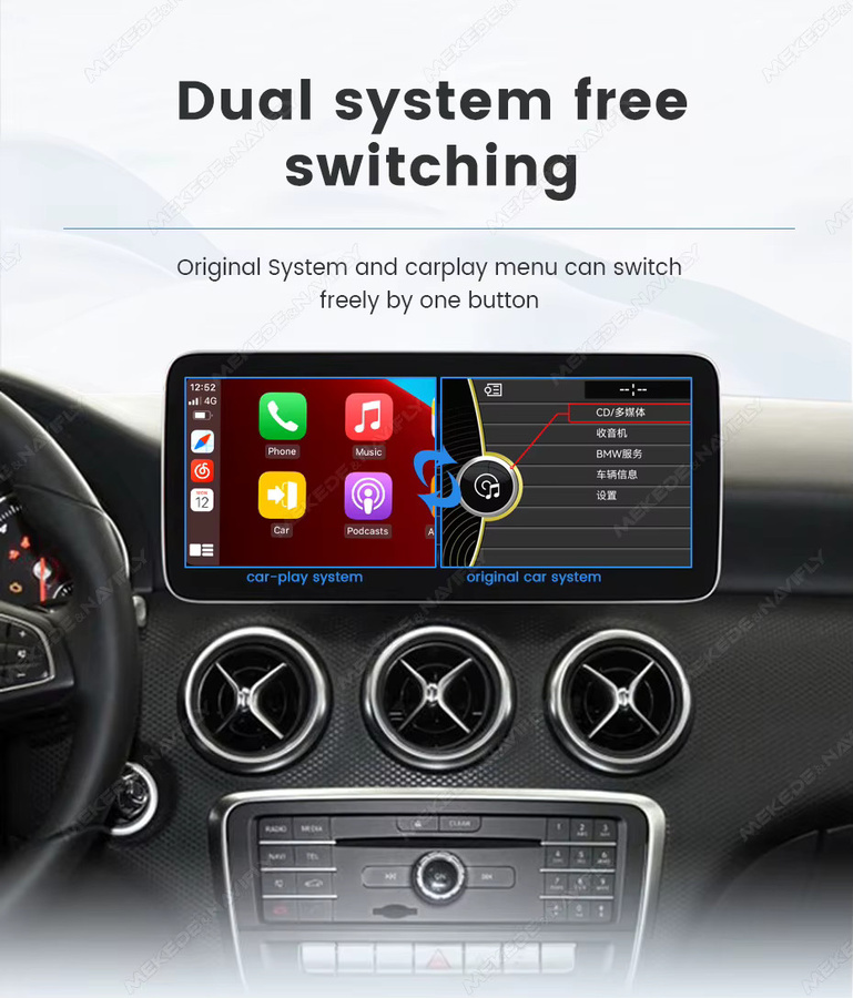 MEKEDE Linux Wireless CarPlay und Android Auto Multimedia-Player für Mercedes Benz A CLA GLA W176 2012-2018 NTG4.5 NTG5.0 mit 10.25 Zoll Display, WiFi, Bluetooth und GPS in Schwarz - Bild 6