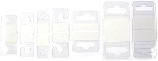 100 Stück transparente PVC Klebe-Haken mit Schlitzloch für Warenverpackungen und Display-Haken - Bild 1