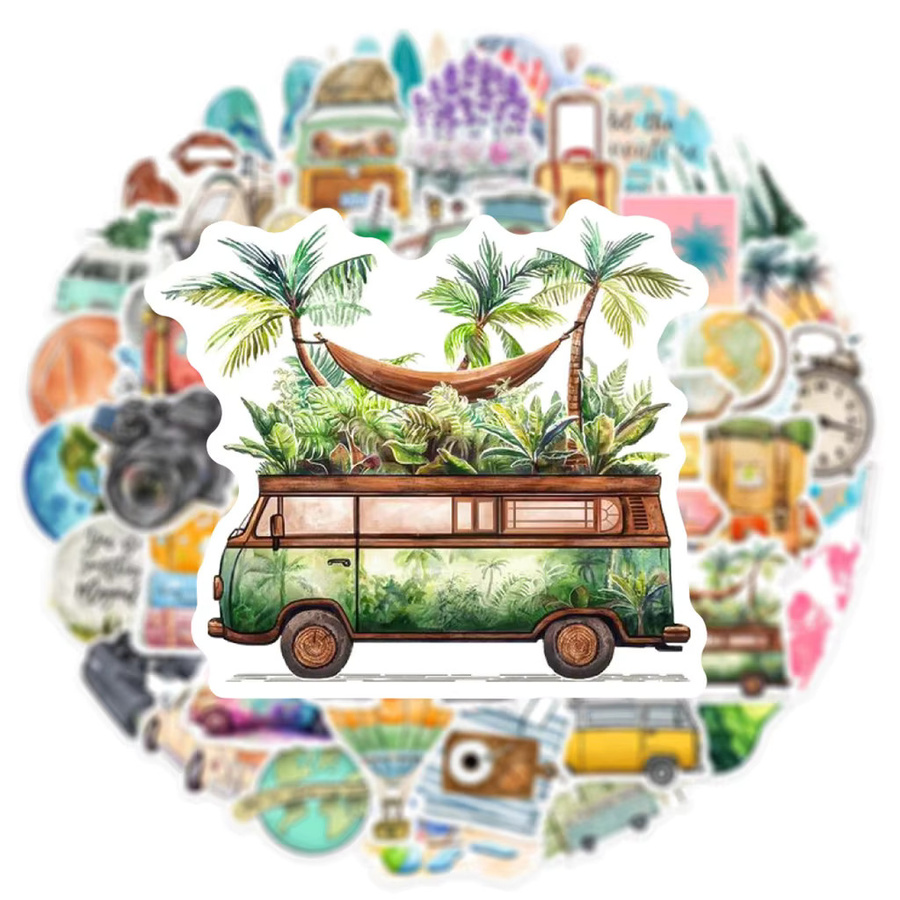 50 Stück wasserfeste Outdoor-Reise Aufkleber aus PVC in Multicolour für Gepäck, Handyhülle und Skateboard von Story Store - Bild 2