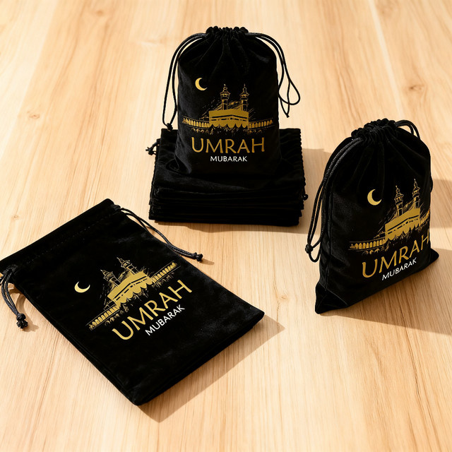 5 Stück Umrah Mubarak Geschenktüten in Schwarz für Ramadan, Eid und Hajj Dekorationen - Bild 1