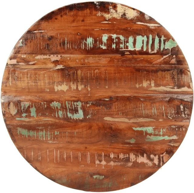Runde Tischplatte aus Massivholz Altholz von vidaXL in Braun Mehrfarbig Durchmesser: 80 cm, Höhe: 3,8 cm - Bild 1