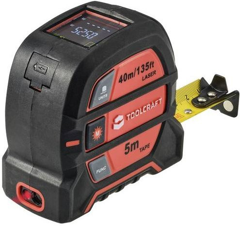 TOOLCRAFT 2 in 1 Laser-Entfernungsmesser mit Maßband, Schwarz, bis 40 m - Bild 1