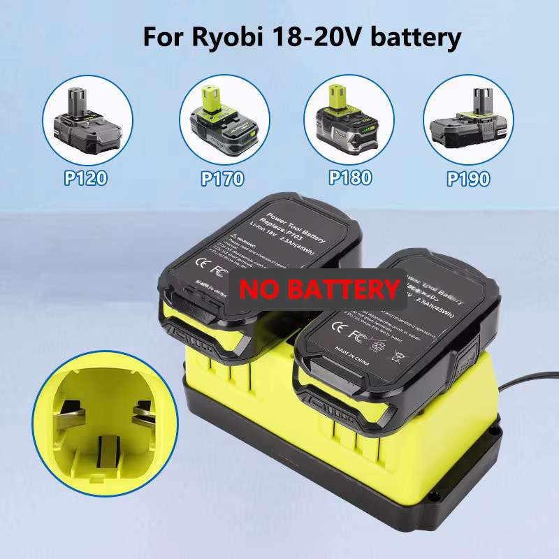 Ryobi Dual-Ladegerät P117 Schnellladegerät für 18–20 V Nickel-Batterien in Gelb mit intelligenter LED-Anzeige - Bild 3