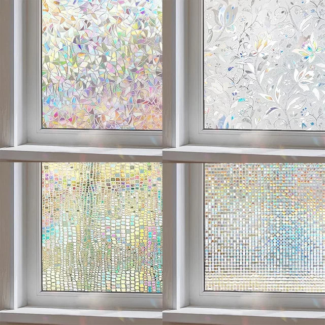 WXSHSH Fenster-Sichtschutzfolie Regenbogen 3D Vinyl, statisch haftend, Anti-UV, B: 100 cm, H: 30 cm - Bild 1