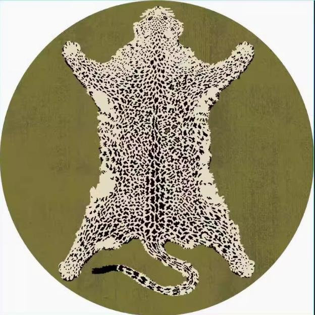 Runder Teppich mit Leopardenmuster von Wucifang Jewelry, flauschiger Plüschteppich aus Polyester in Multicolour, Durchmesser: 120 cm - Bild 1