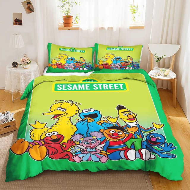 Gu Tao Sesamstraße 3D Kinder-Bettwäsche-Set, 3-teilig, Mehrfarbig, B/H: 140 x 210 cm - Bild 1