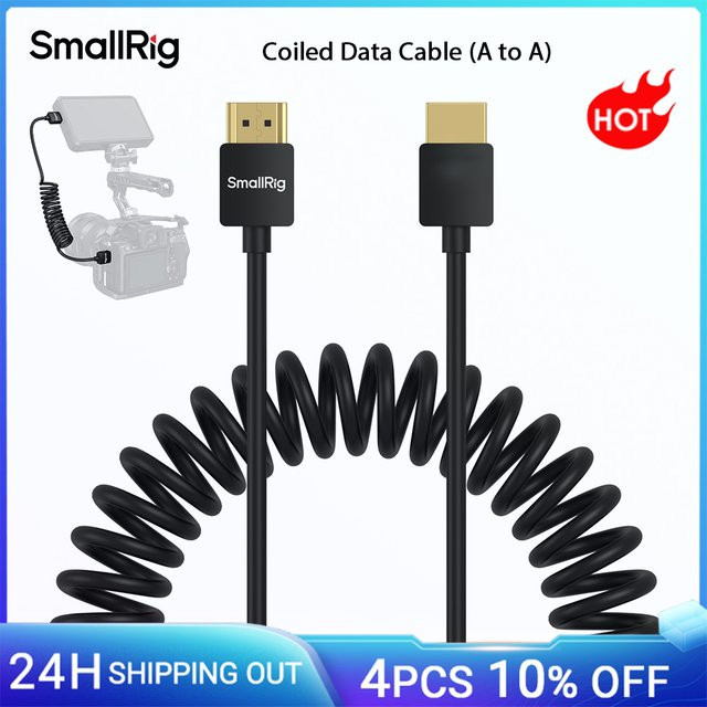 SmallRig HDMI Spiralkabel Typ A auf A in Schwarz, unterstützt bis zu 4K bei 60 Hz, kompatibel mit BMPCC 4K 6K sowie Panasonic S1H, GH5 und GH5S - Bild 1