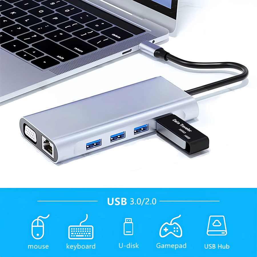 KEBIDUMEI 11-Port USB-C Dockingstation mit HDMI 4K UHD und USB 3.0 für PC, Laptop und Macbook - Bild 6
