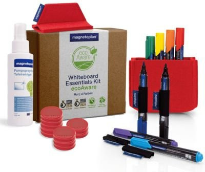 Magnetoplan Whiteboard Essentials Kit Rot mit PRO+ Markern, Wischer, Reiniger, Tray und Magneten - Bild 2