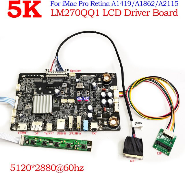 Apple iMac 27 Zoll 5K LCD-Controller Treiberplatine mit DisplayPort und USB-C für LM270QQ1 LM270QQ2 DIY-Monitor-Kit in Schwarz - Bild 1