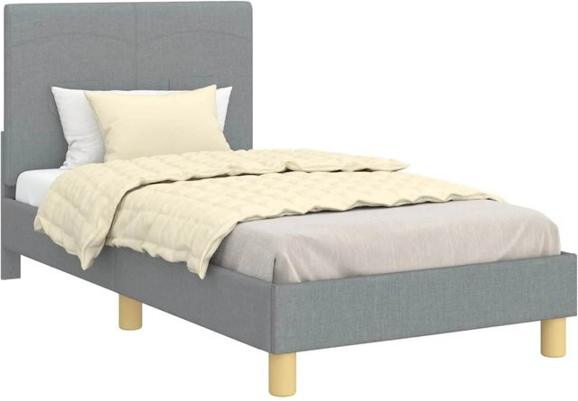 vidaXL Kinderbettgestell mit Kopfteil in Hellgrau aus Stoff und Holzwerkstoff, B/T: 80 x 160 cm - Bild 1