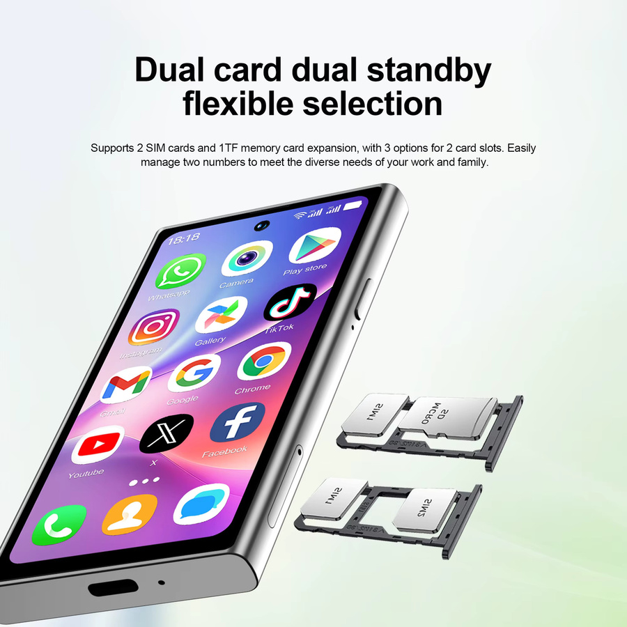 SERVO S27 Mini-Smartphone in Grau mit Android 10.0, 4,0 Zoll Display, 2 GB RAM, 16 GB Speicher, WCDMA 3G, Dual SIM und GPS - Bild 3