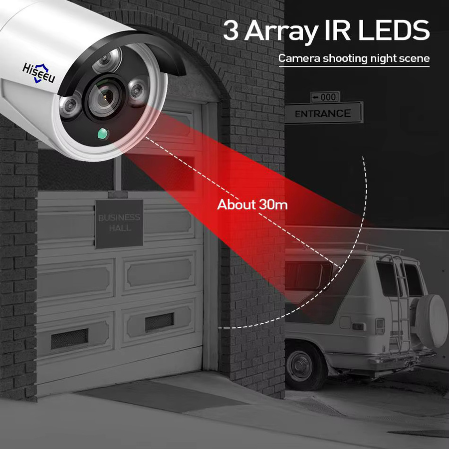 Hiseeu Wireless IP Kamera mit 3,6mm Objektiv, wasserdichte WiFi Sicherheitskamera in Weiß für IP Pro App Ansicht - Bild 3