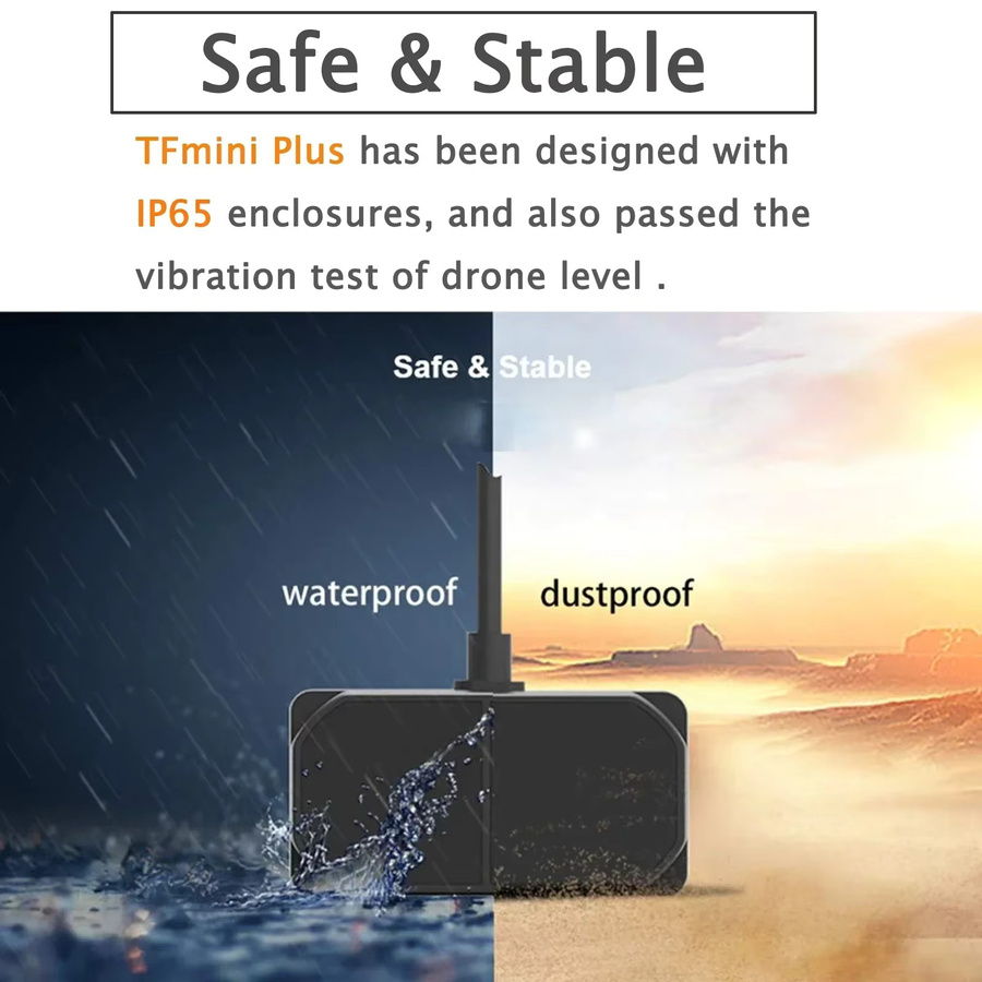 RCmall TFmini Plus Lidar-Modul Einzelpunkt-Mikro-Entfernungsmesser Schwarz IP65 wasserdichter Abstandssensor zur Hindernisvermeidung Messbereich 0,1–12 m - Bild 3