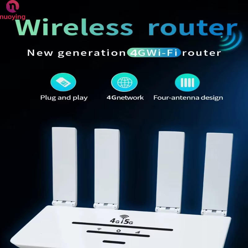 NUOYING WR730 WiFi 6 4G LTE Router in Weiß mit 4 Antennen, SIM-Kartensteckplatz und LAN-Anschluss als drahtloses CPE-Modem - Bild 2