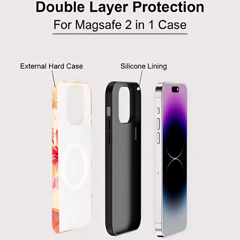 2-in-1 Handyhülle mit Blumenmuster für Apple iPhone 12 13 14 15 16 17 Air Pro Max Plus in Multicolour mit Sturzsicherung - Bild 3