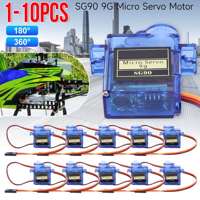 APWIKOGER SG90 Mini-Mikro-Servo-Gleichstrommotor in Blau für Arduino-Roboter und RC-Modelle mit 180 Grad oder 360 Grad Hub - Bild 1